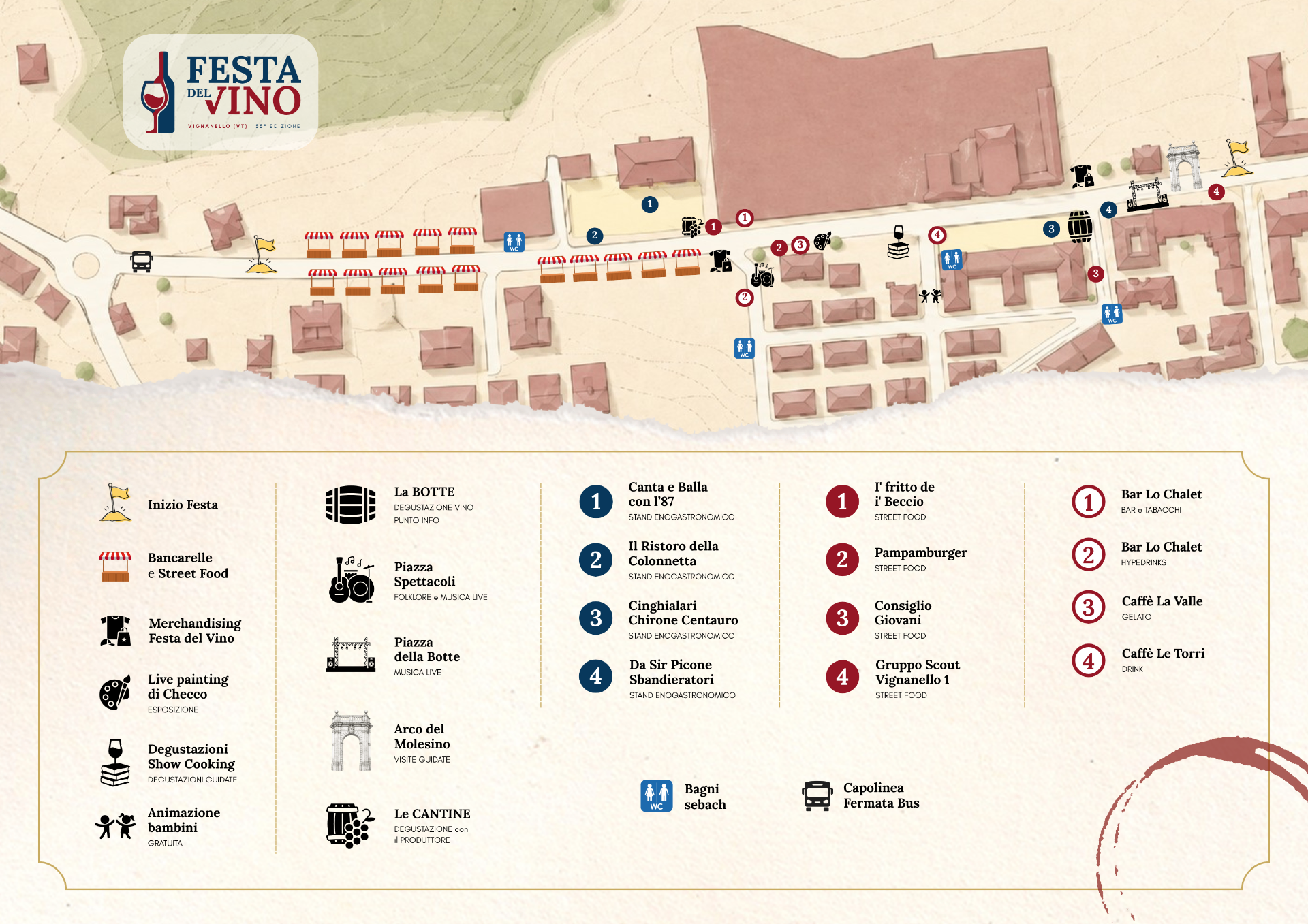 Mappa ufficiale della 55ª Festa del Vino di Vignanello 2026