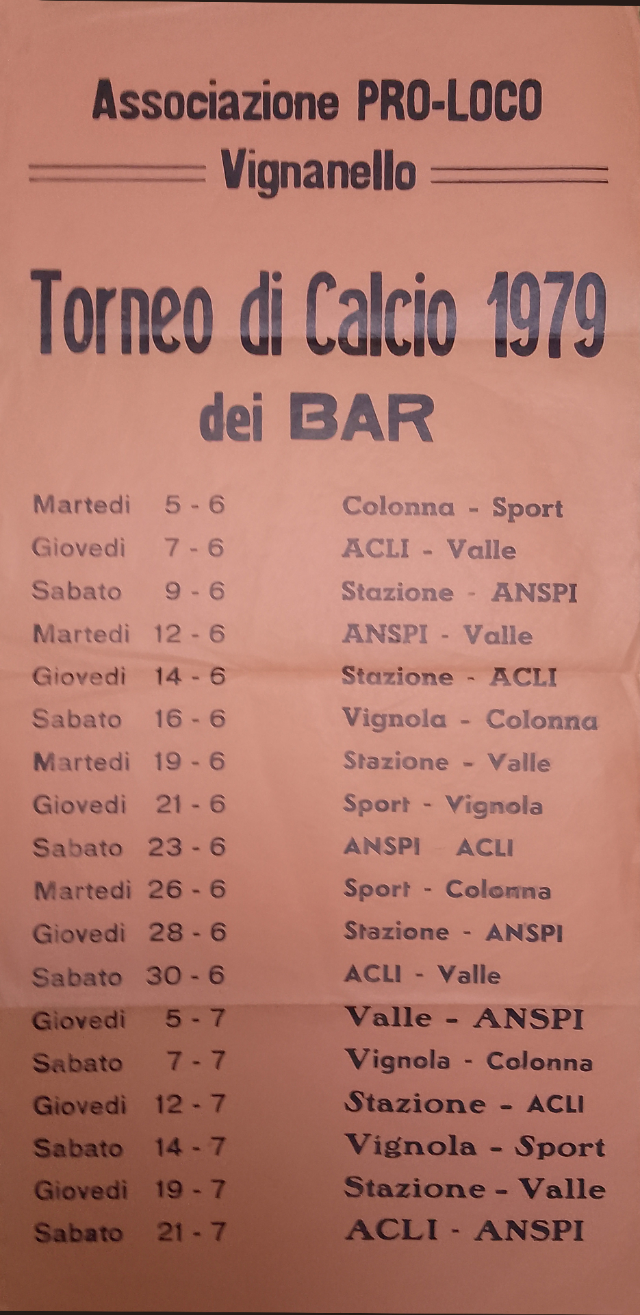 Torneo di Calcio dei Bar 1979