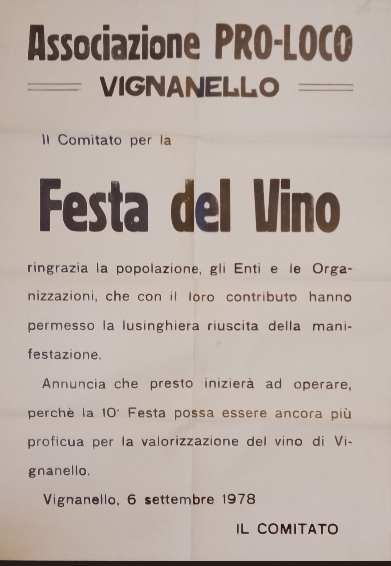 Ringraziamenti del Comitato